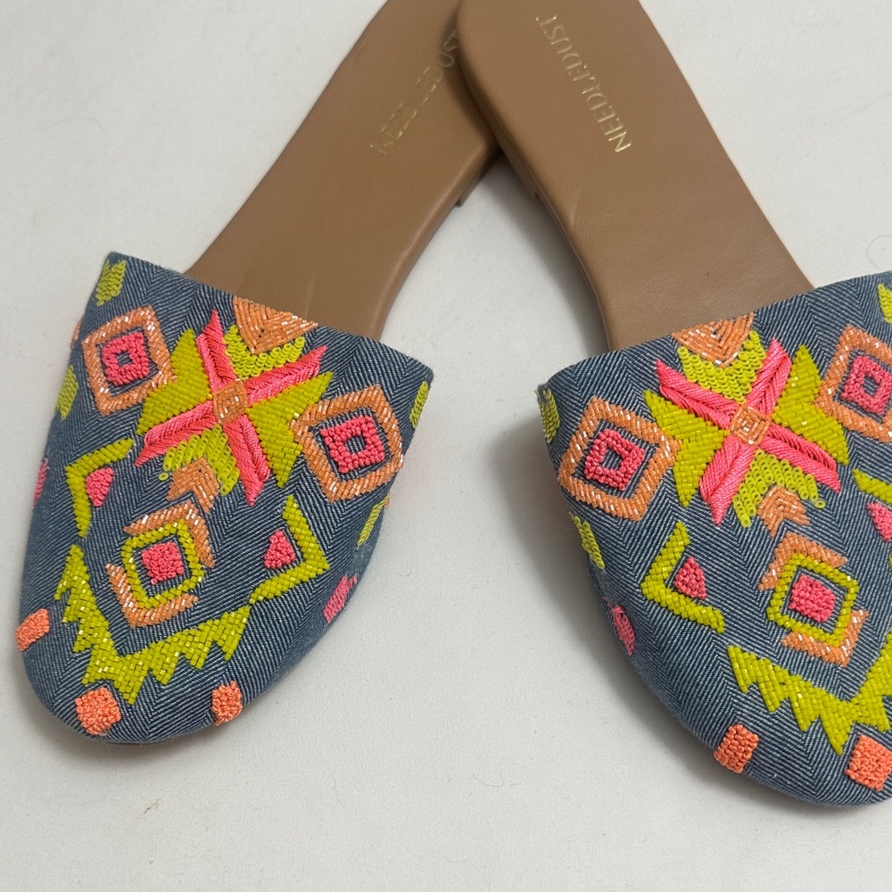 Colorful Embroidered Mules